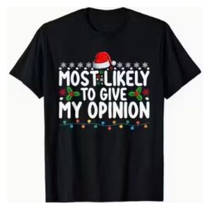 Black Graphic T-Shirt with Festive Print size 2X